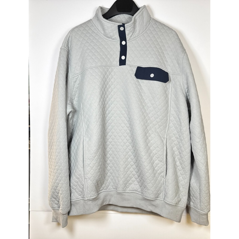Jmierr Quilted‎ Sweatshirt Mens Gray Mock Neck Long Sleeve Quarter Snap Casual